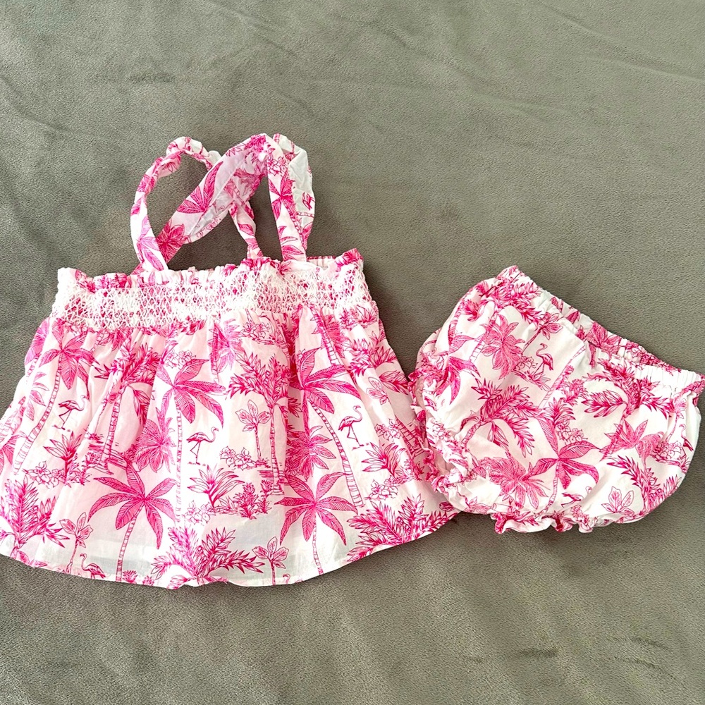 Janie and Jack 12-18M Pink Toile Set
